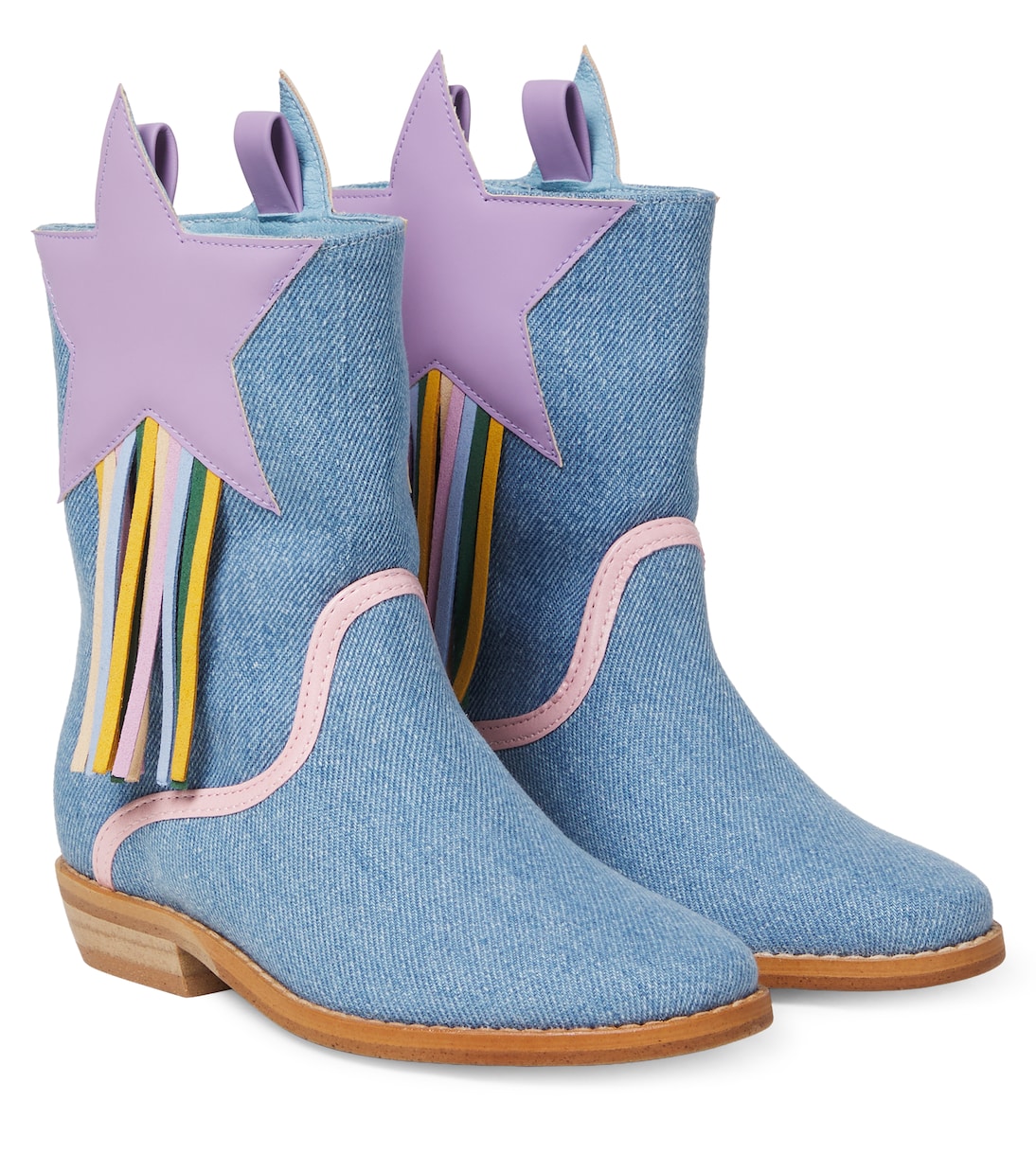 Botas cowboy de denim con flecos | Stella McCartney Kids