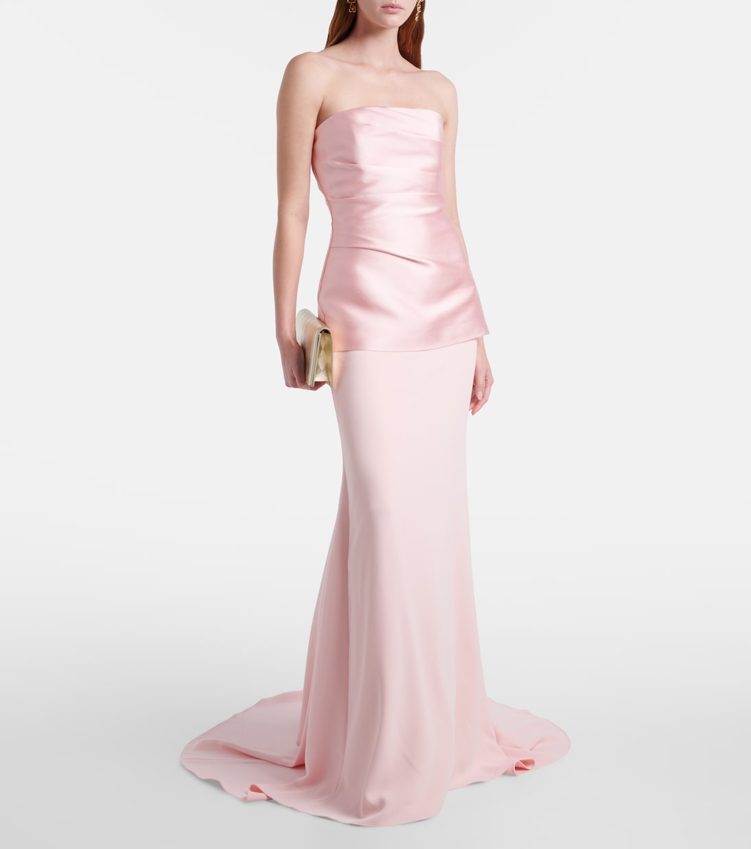 Alia strapless satin gown | Solace London