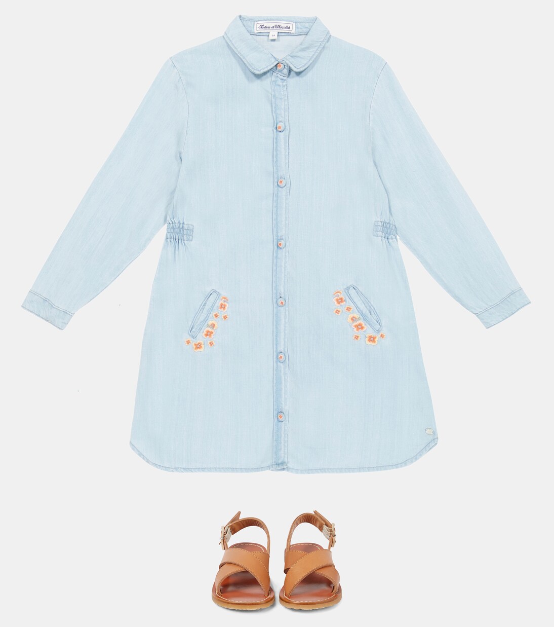 Embroidered chambray dress | Tartine et Chocolat