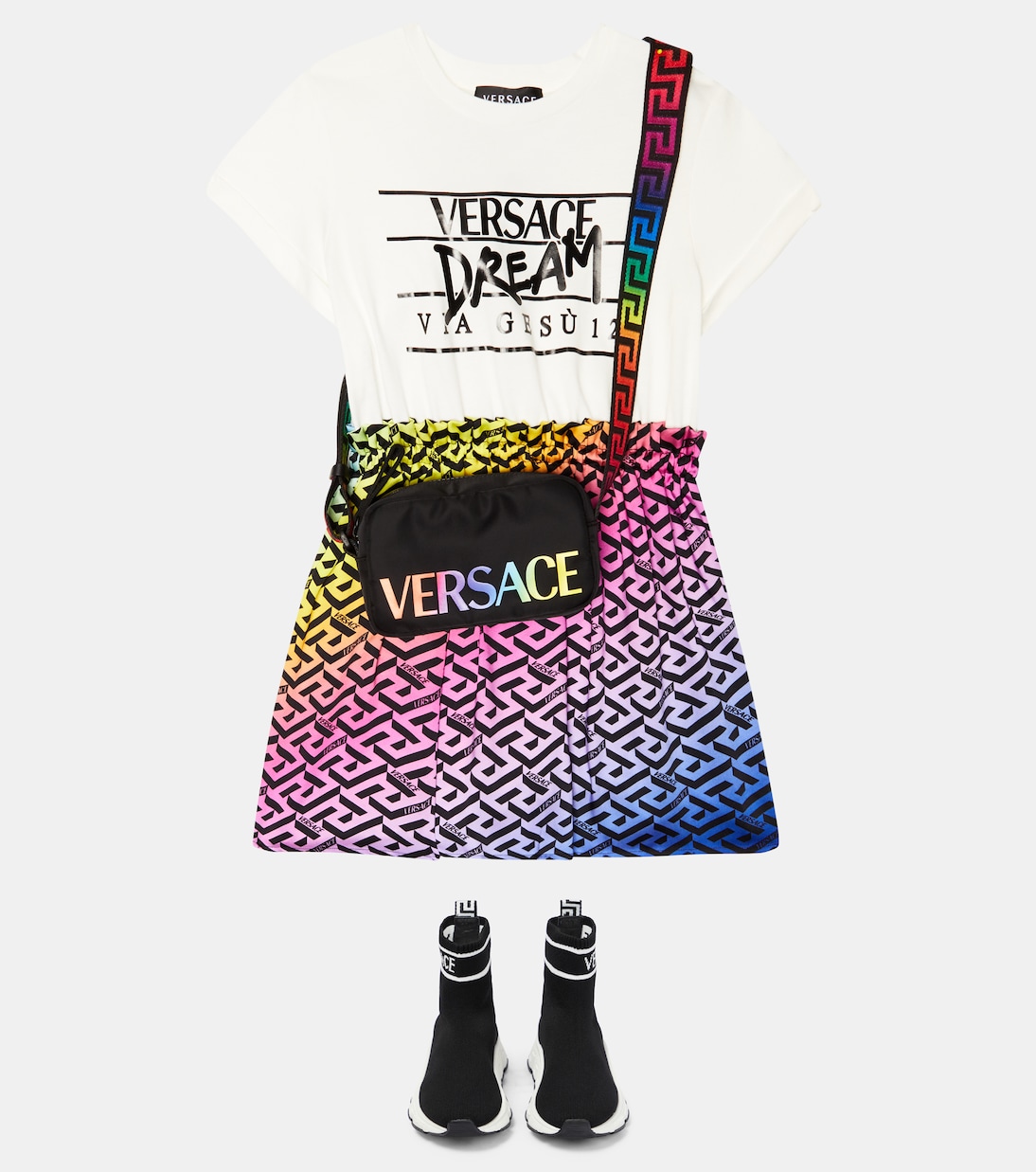Abito chemisier con stampa | Versace Kids
