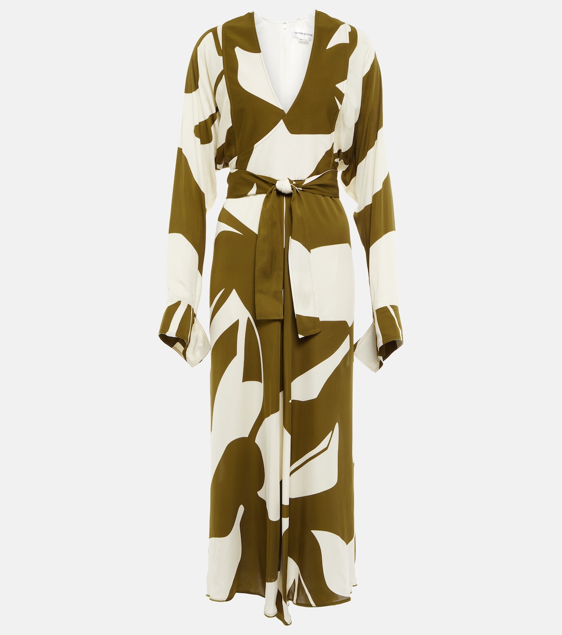Abito midi a portafoglio con stampa | Victoria Beckham