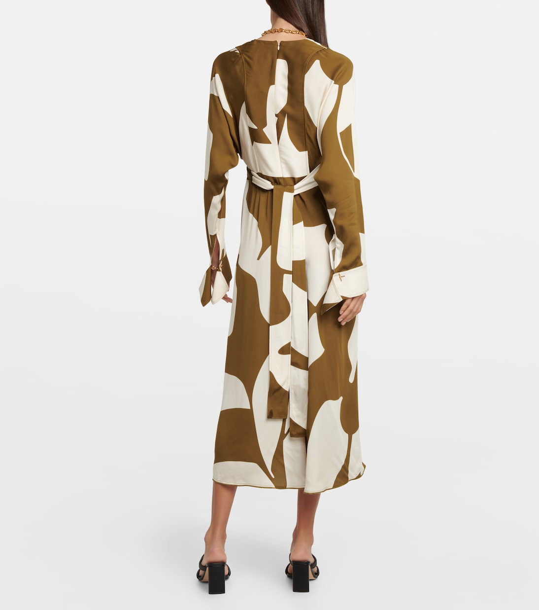 Abito midi a portafoglio con stampa | Victoria Beckham