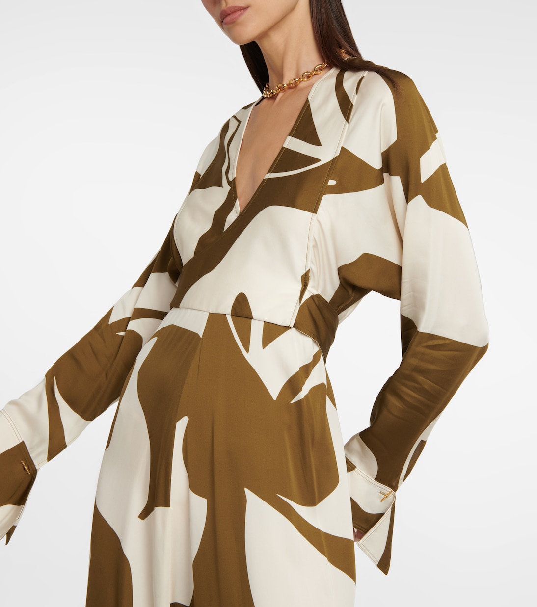 Abito midi a portafoglio con stampa | Victoria Beckham