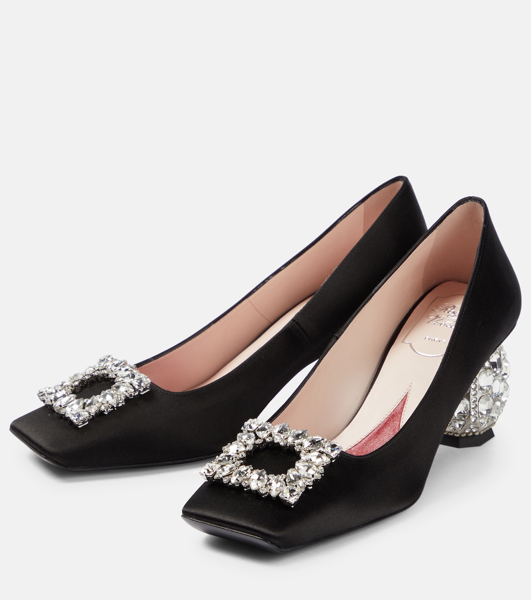 Crystal-embellished satin pumps | Roger Vivier