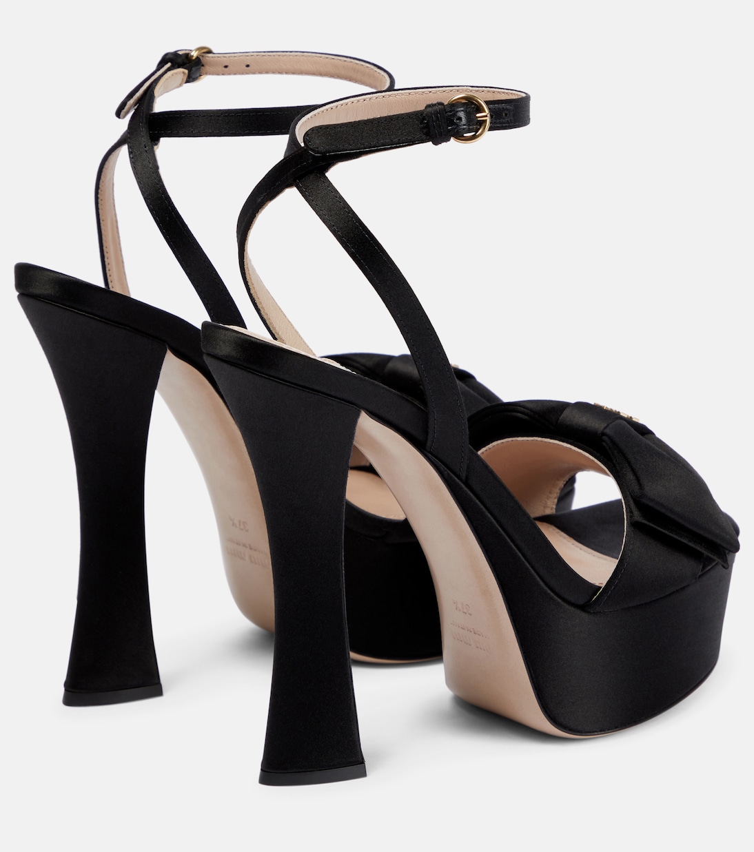 Sandali in raso con logo e platform | Miu Miu