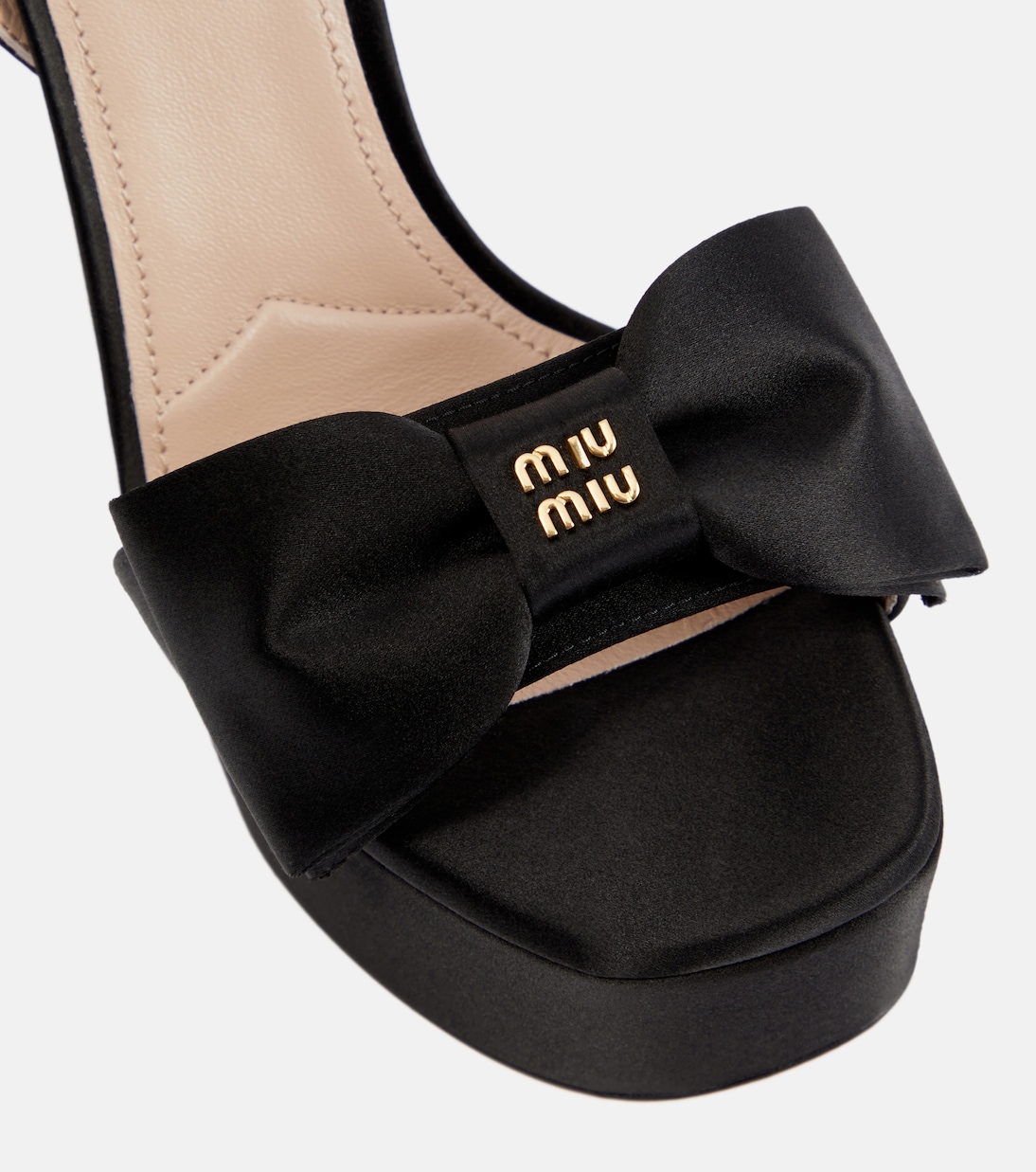 Sandali in raso con logo e platform | Miu Miu