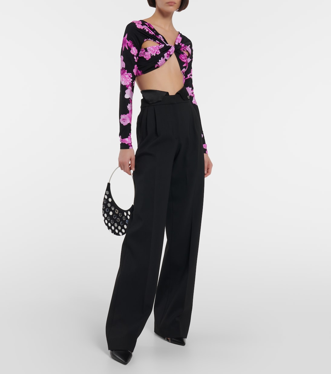 Floral cropped twisted jersey top | Coperni