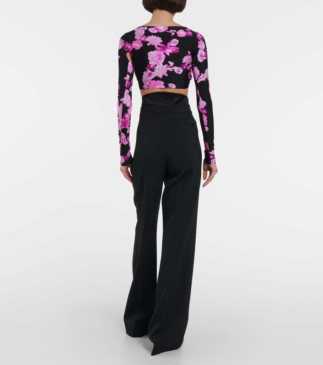 Floral cropped twisted jersey top | Coperni