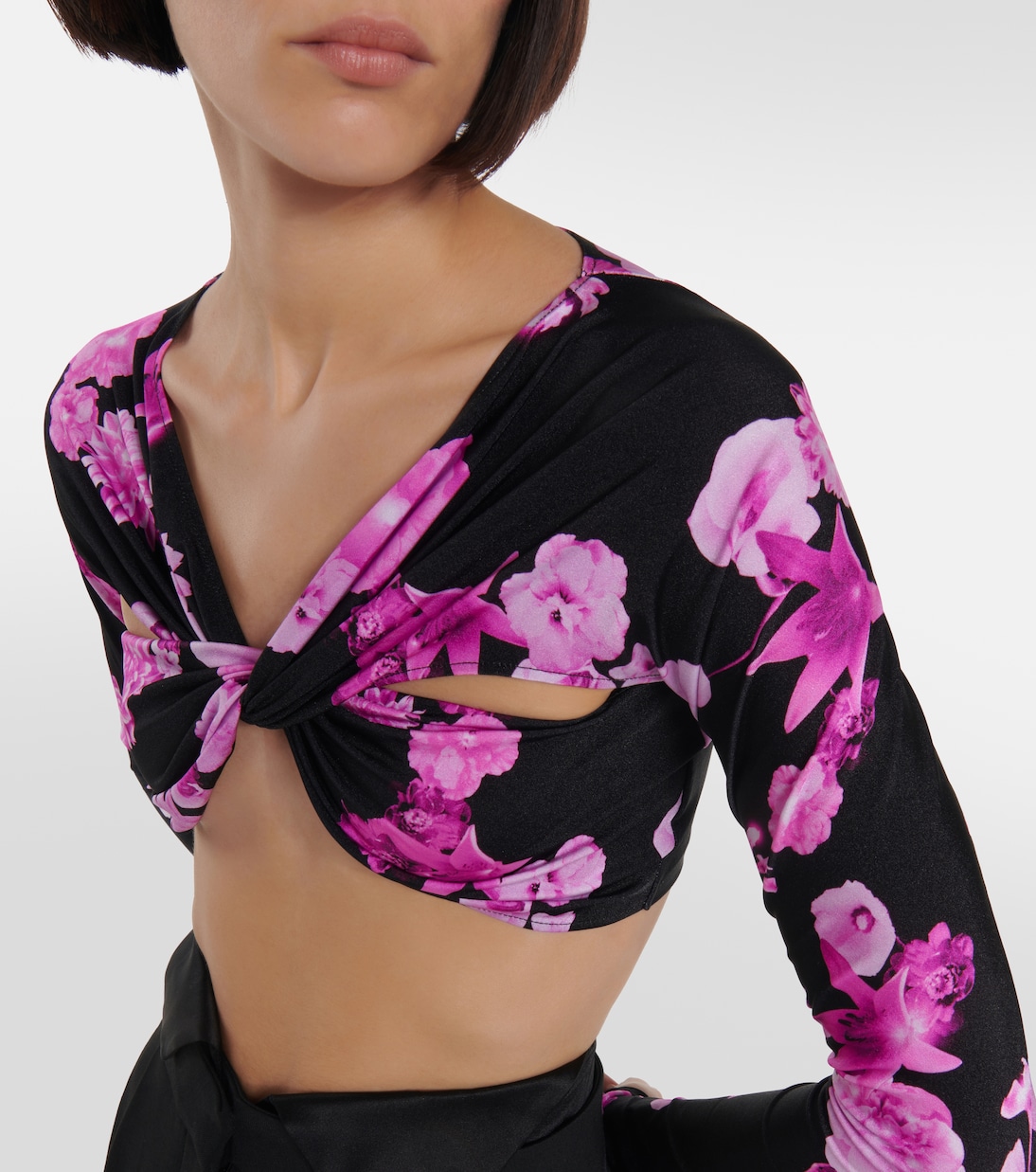 Floral cropped twisted jersey top | Coperni
