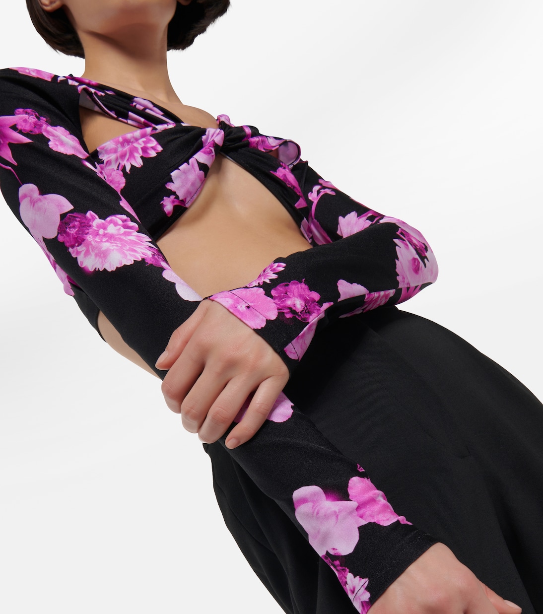 Floral cropped twisted jersey top | Coperni