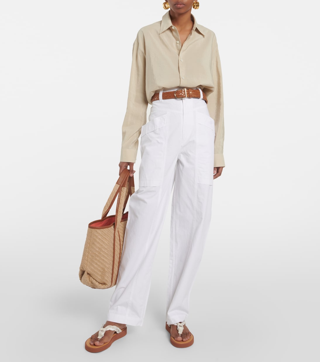 Pompoms leather thong sandals | See By Chloé