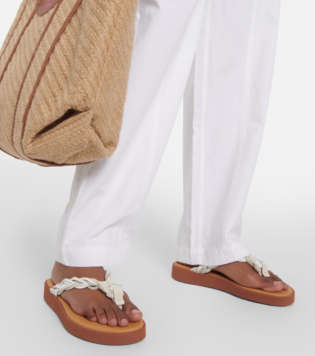 Pompoms leather thong sandals | See By Chloé