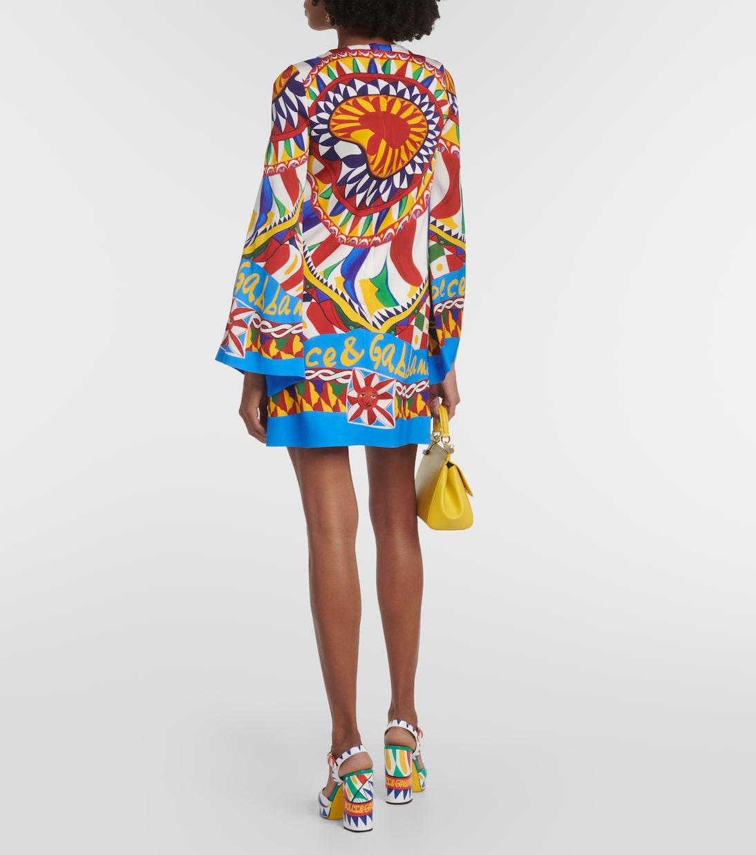 Vestido corto Carretto en mezcla de seda | Dolce&Gabbana