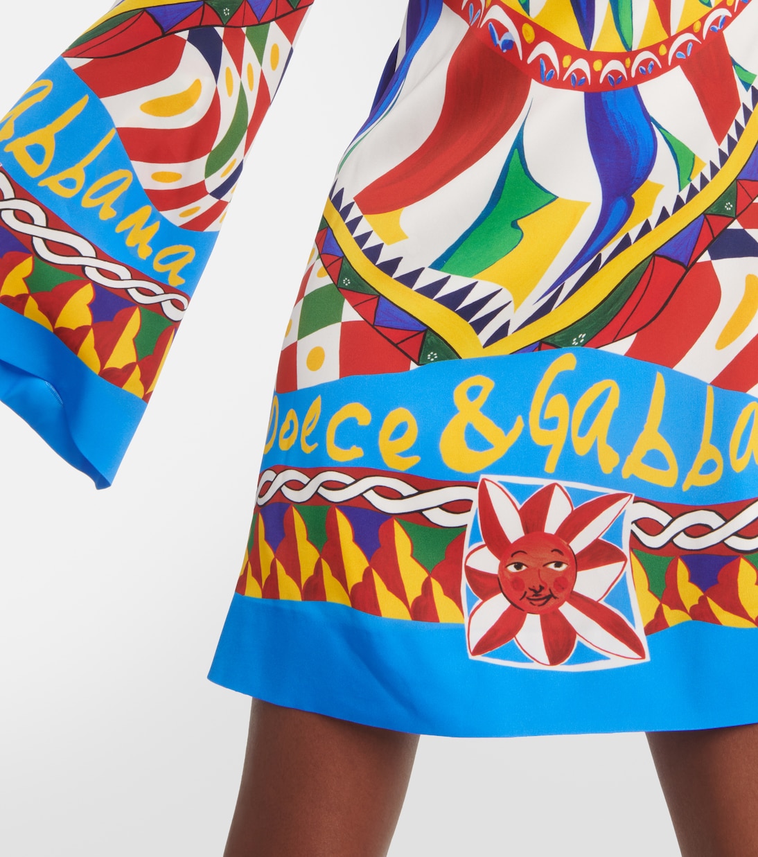 Vestido corto Carretto en mezcla de seda | Dolce&Gabbana