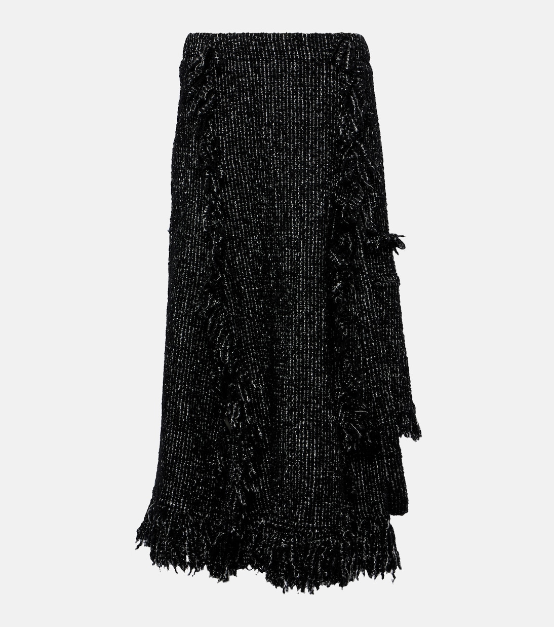 Falda midi flared de tweed con flecos | Sacai