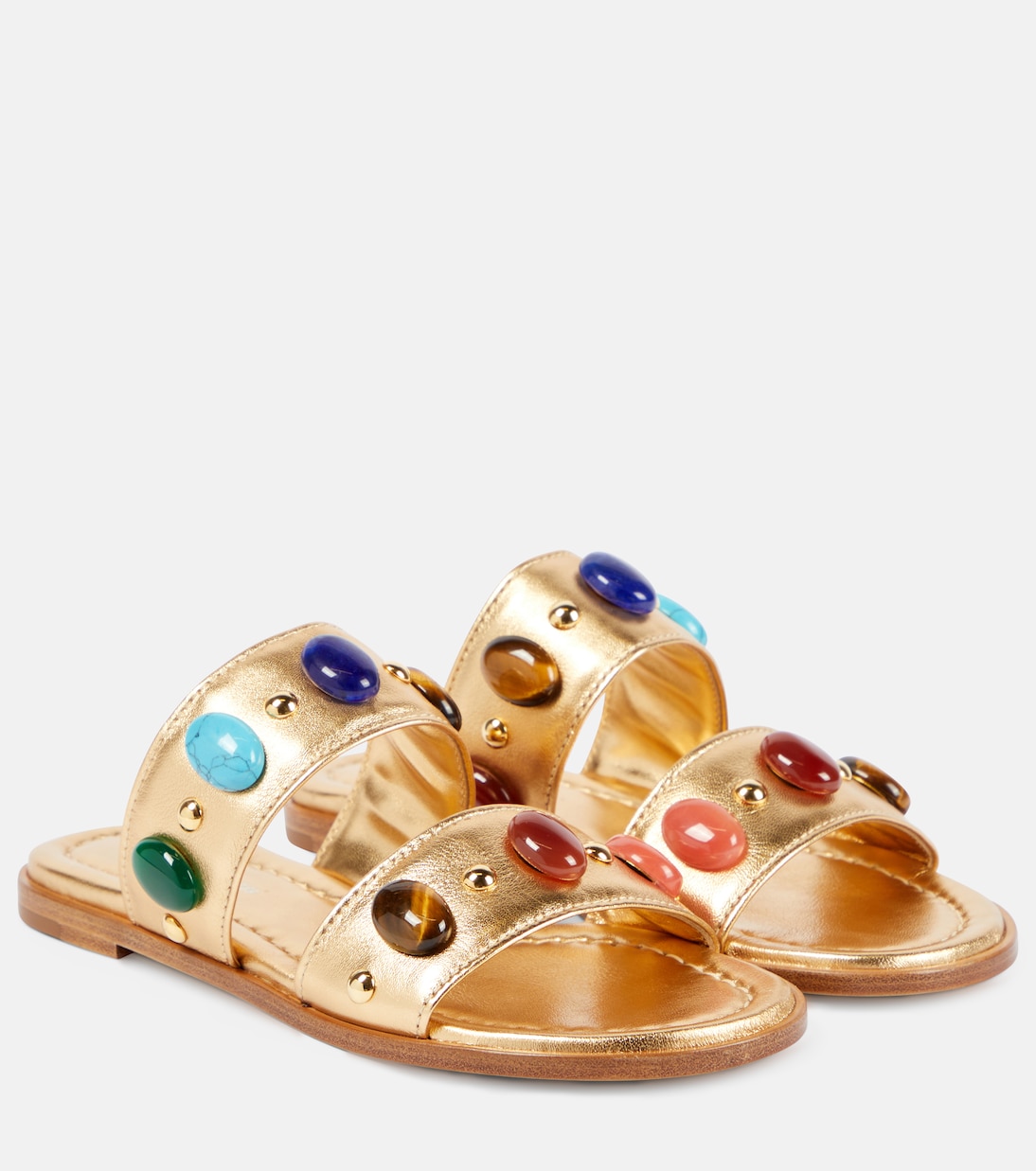 Sandalias Shanti de piel metalizada adornadas | Gianvito Rossi