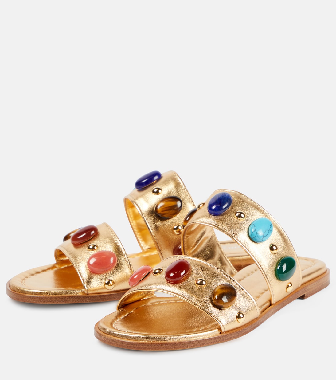 Sandalias Shanti de piel metalizada adornadas | Gianvito Rossi