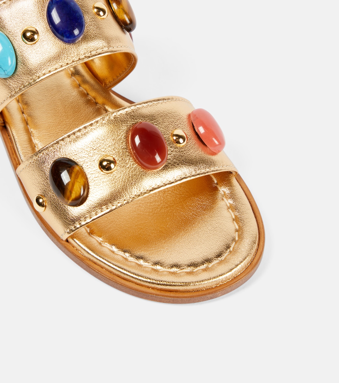 Sandalias Shanti de piel metalizada adornadas | Gianvito Rossi