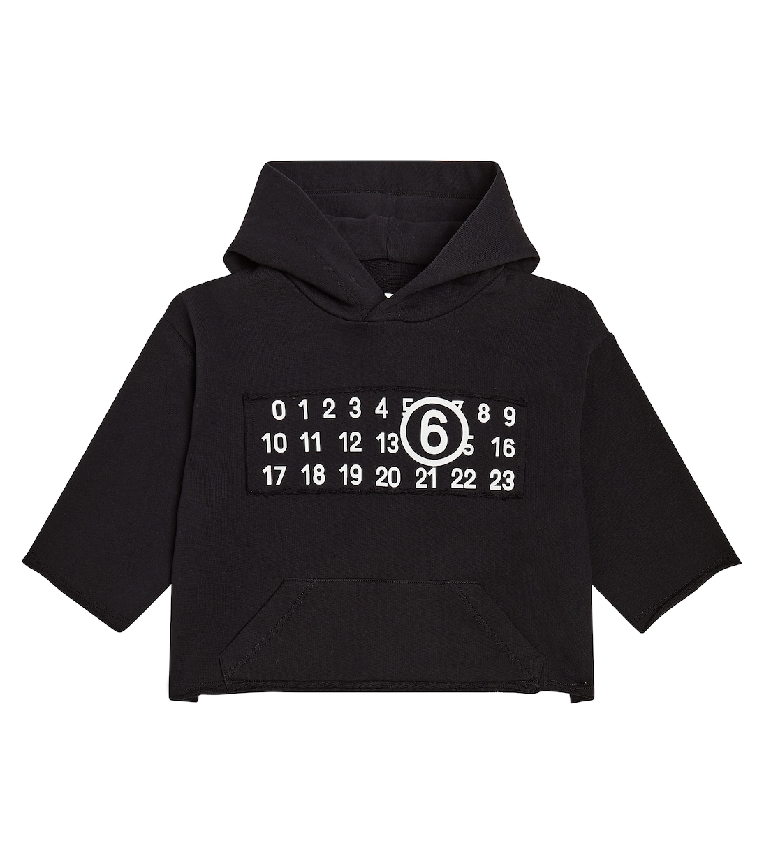 Cropped cotton jersey hoodie in black MM 6 Maison Margiela Kids Mytheresa