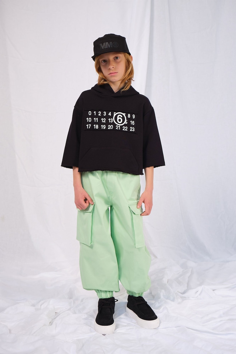 Cropped cotton jersey hoodie | MM6 Maison Margiela Kids