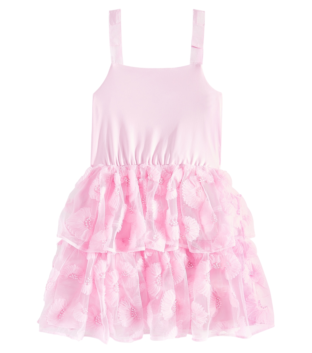 Abito in jersey e tulle con balze | Self-Portrait Kids