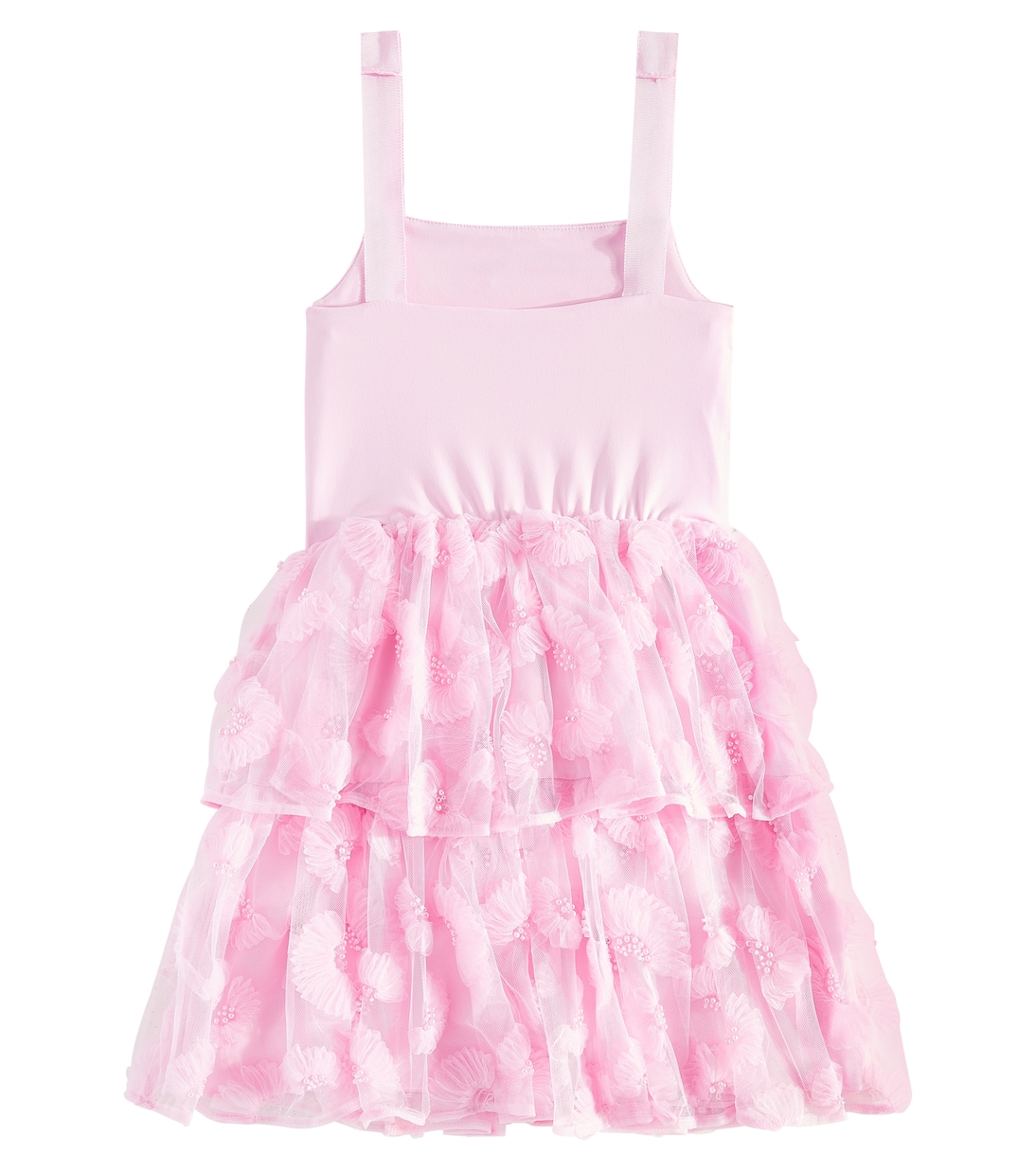 Abito in jersey e tulle con balze | Self-Portrait Kids