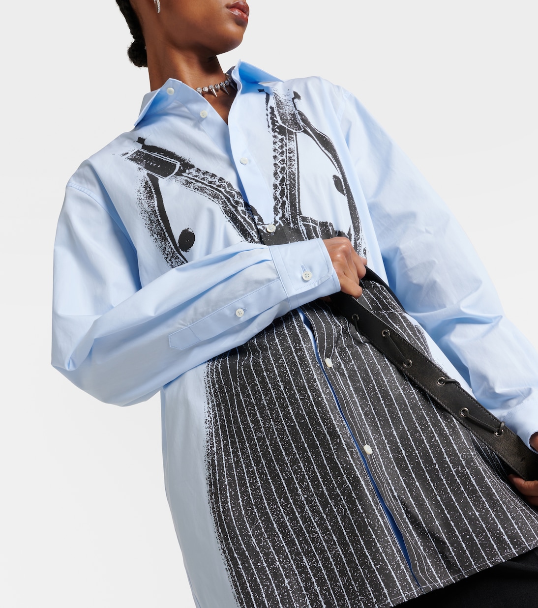 Trompe l'oeil oversized cotton poplin shirt | Jean Paul Gaultier