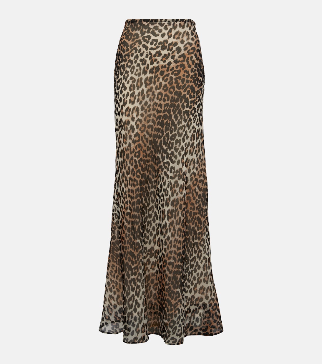 Leopard-print chiffon maxi skirt | Ganni