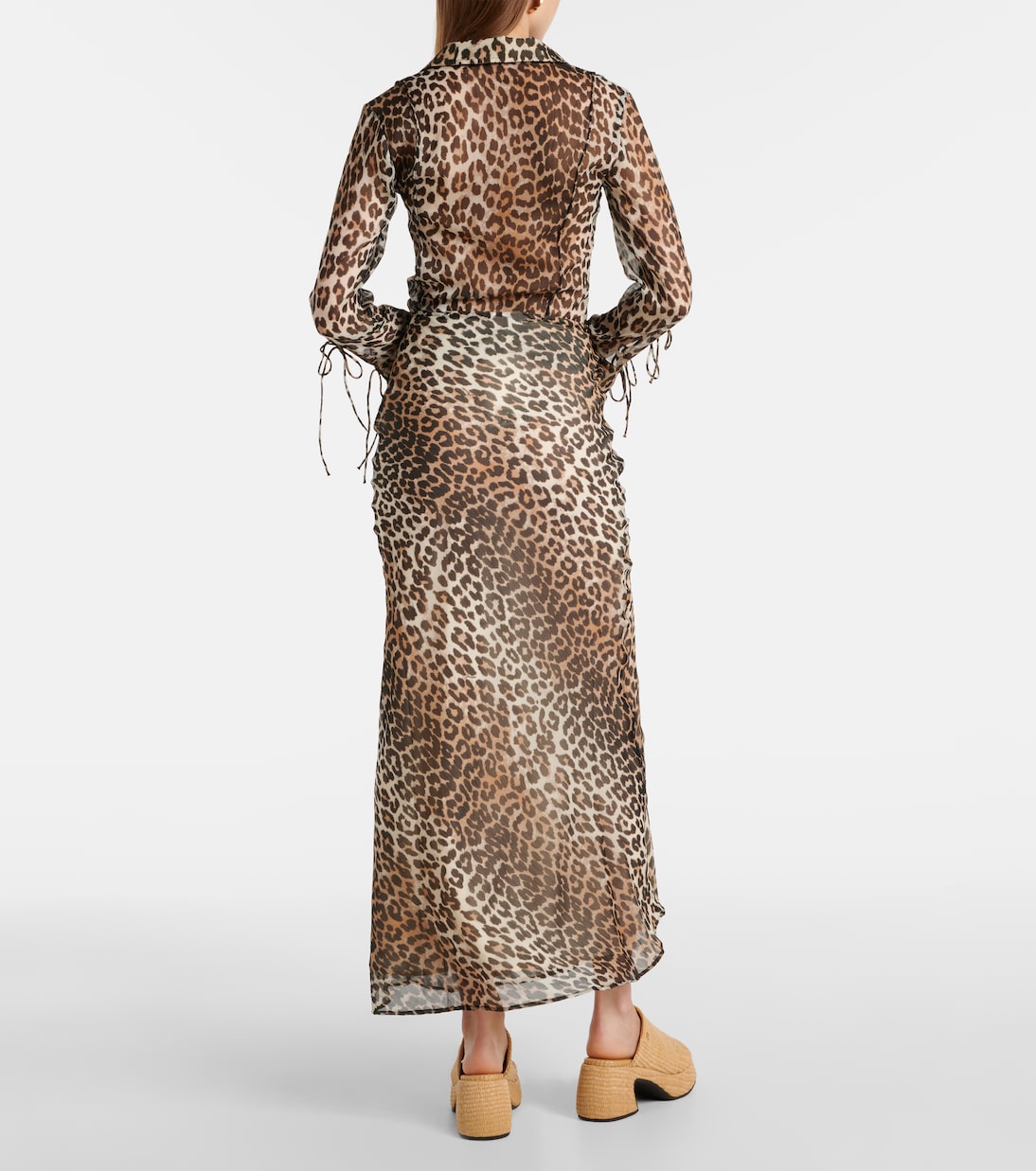 Leopard-print chiffon maxi skirt | Ganni