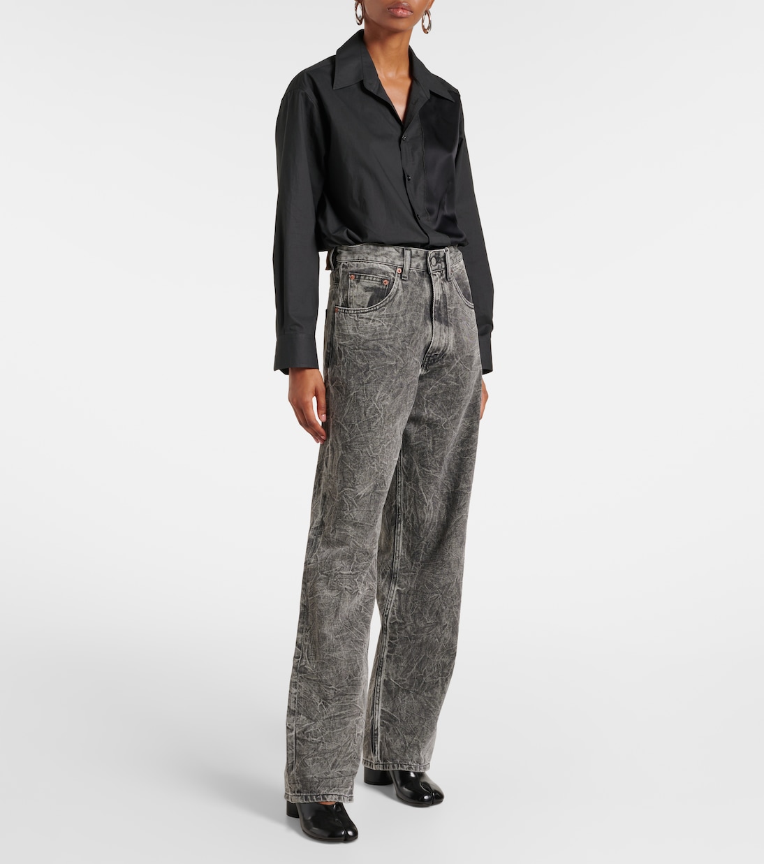 Jeans a gamba larga e vita alta | MM6 Maison Margiela