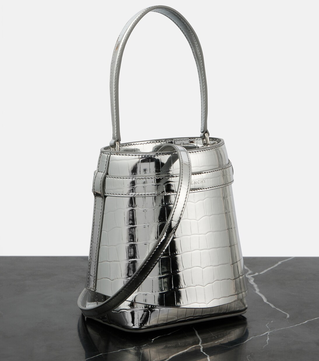 Bucket-Bag Shark Lock aus Metallic-Leder | Givenchy