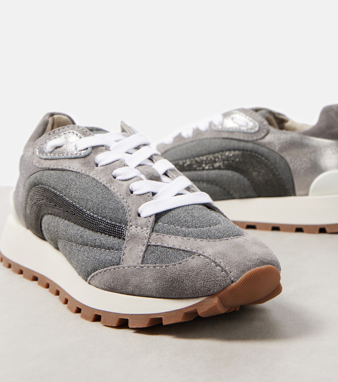 Sneakers Monili mit Veloursleder | Brunello Cucinelli