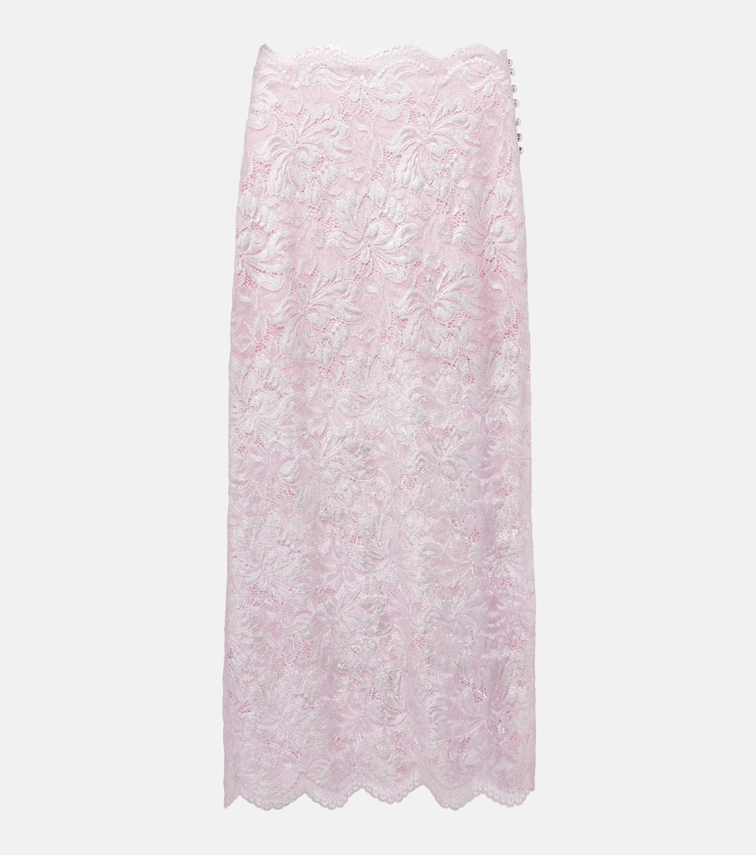 Jupe midi en dentelle à fleurs | Rabanne