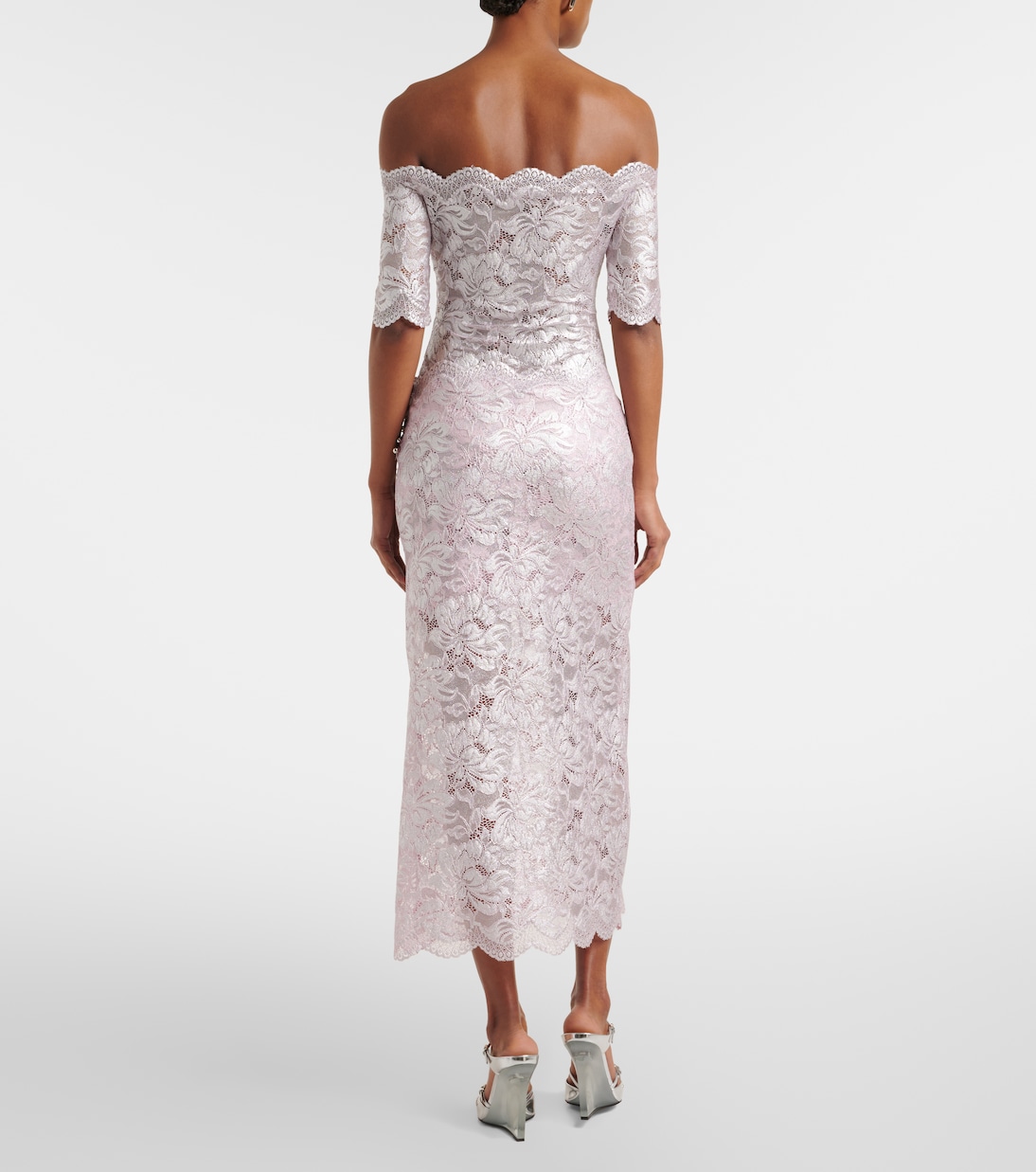 Jupe midi en dentelle à fleurs | Rabanne
