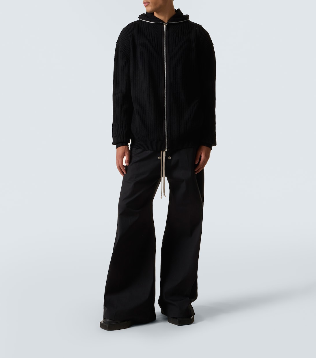 Ribbed-knit virgin wool zip-up sweater | Rick Owens