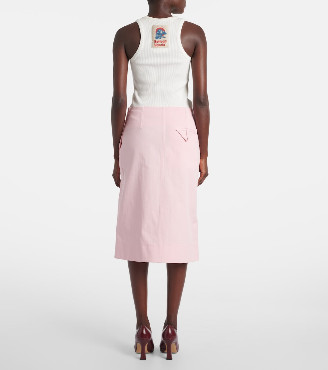 Falda midi de sarga de algodón | Bottega Veneta