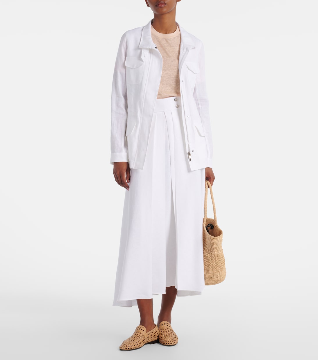 Petra pleated linen maxi skirt | Loro Piana