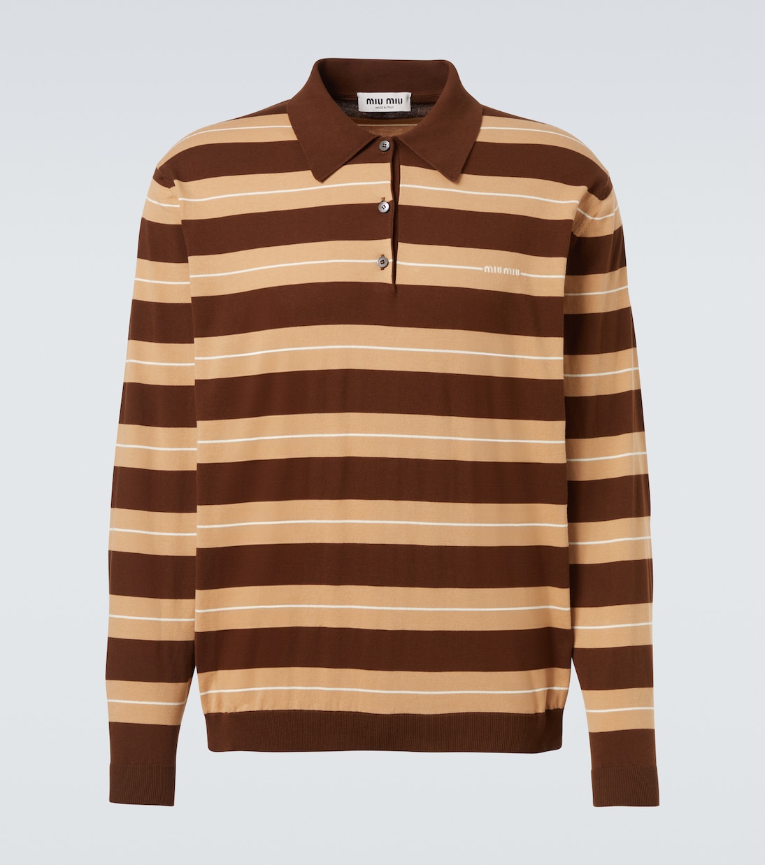 Polo de algodón a rayas con logo | Miu Miu
