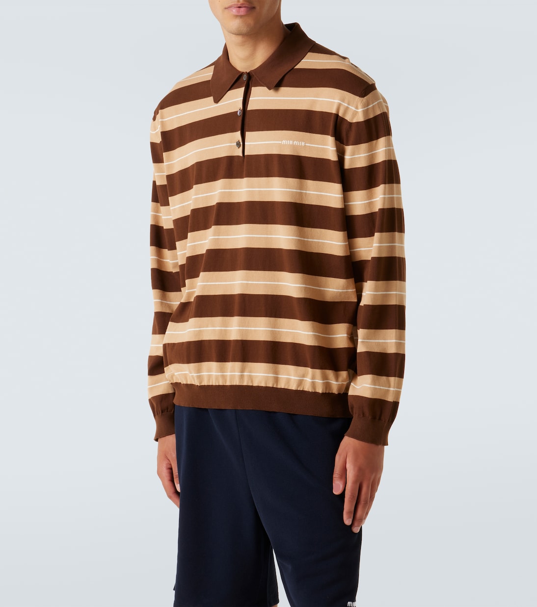 Polo de algodón a rayas con logo | Miu Miu