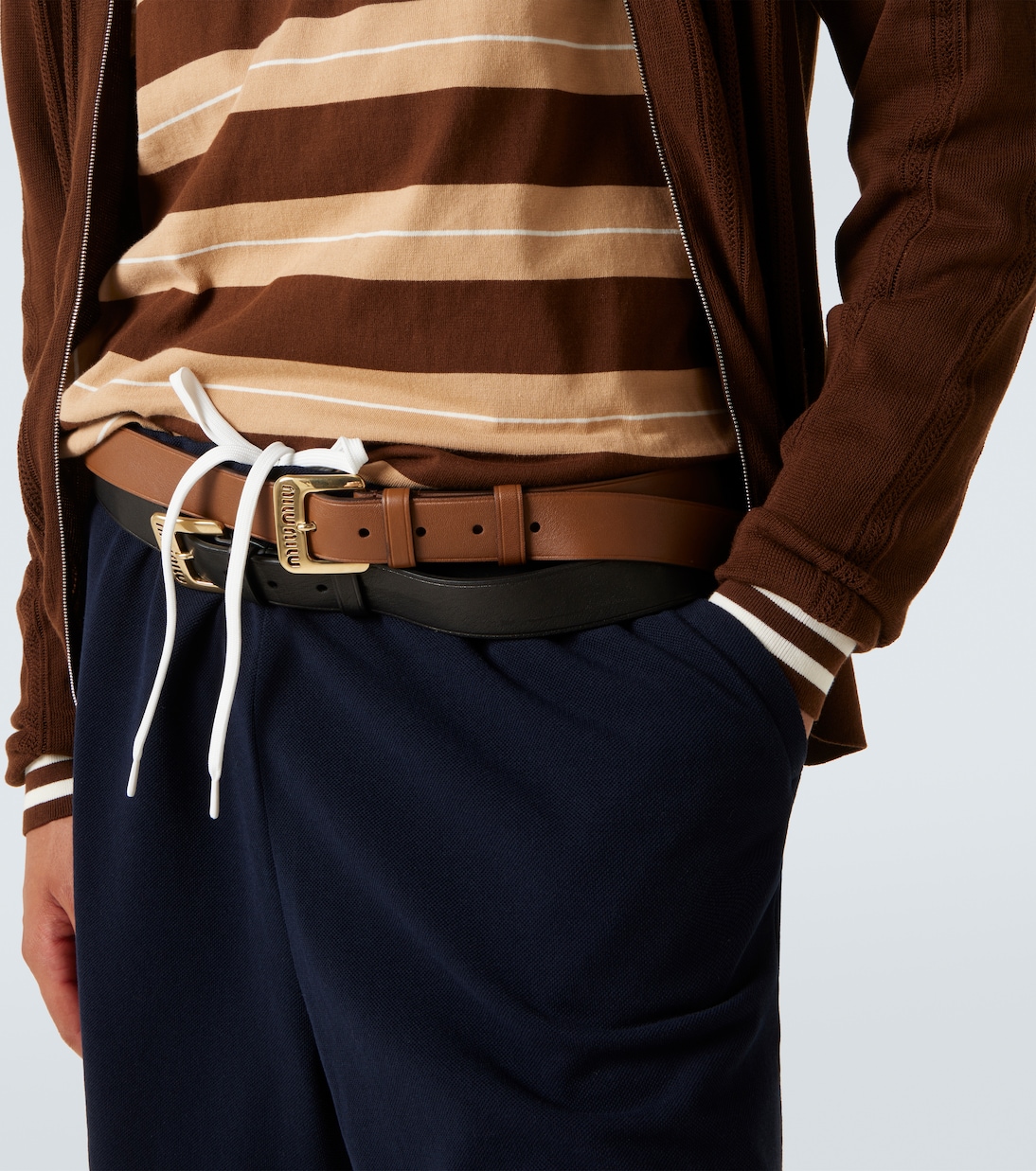 Polo de algodón a rayas con logo | Miu Miu