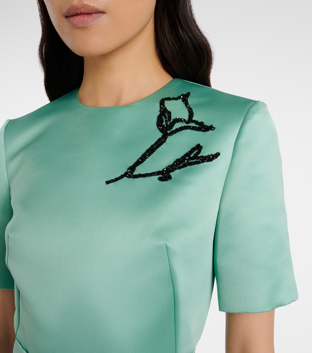 Floral belted duchesse satin midi dress | Erdem