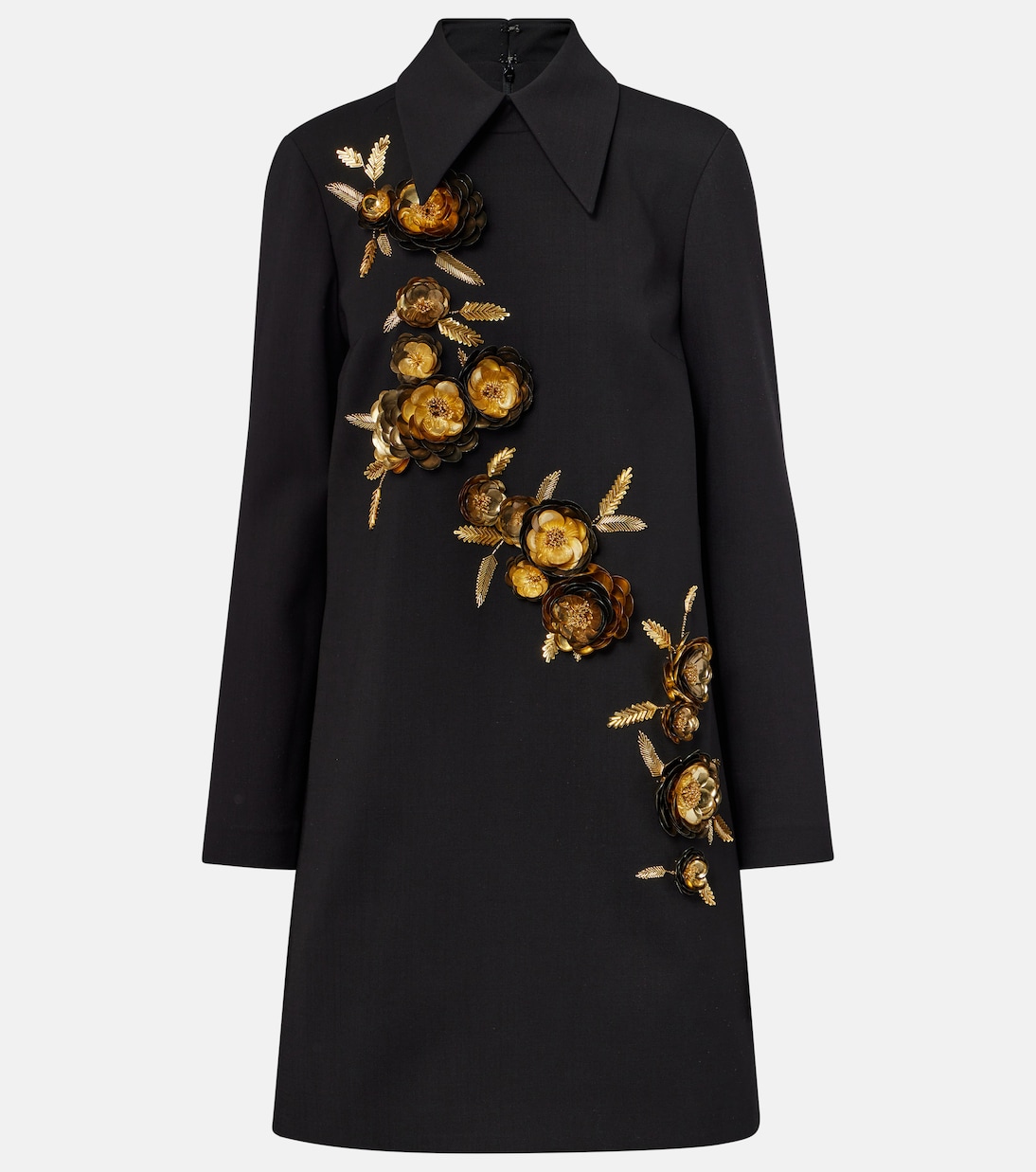 Embellished wool-blend shift dress | Carolina Herrera