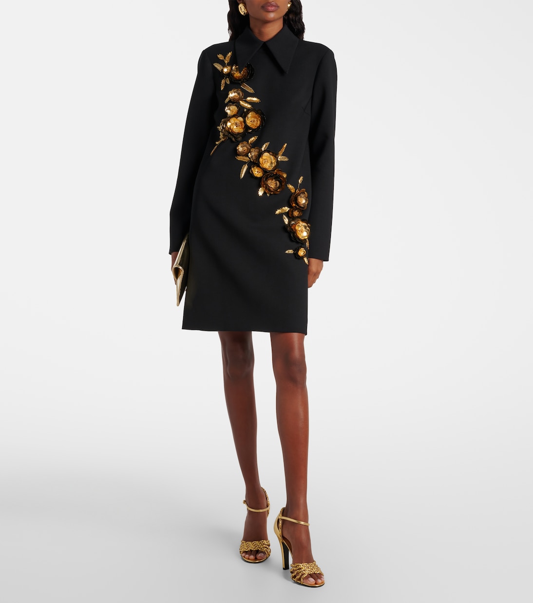 Embellished wool-blend shift dress | Carolina Herrera