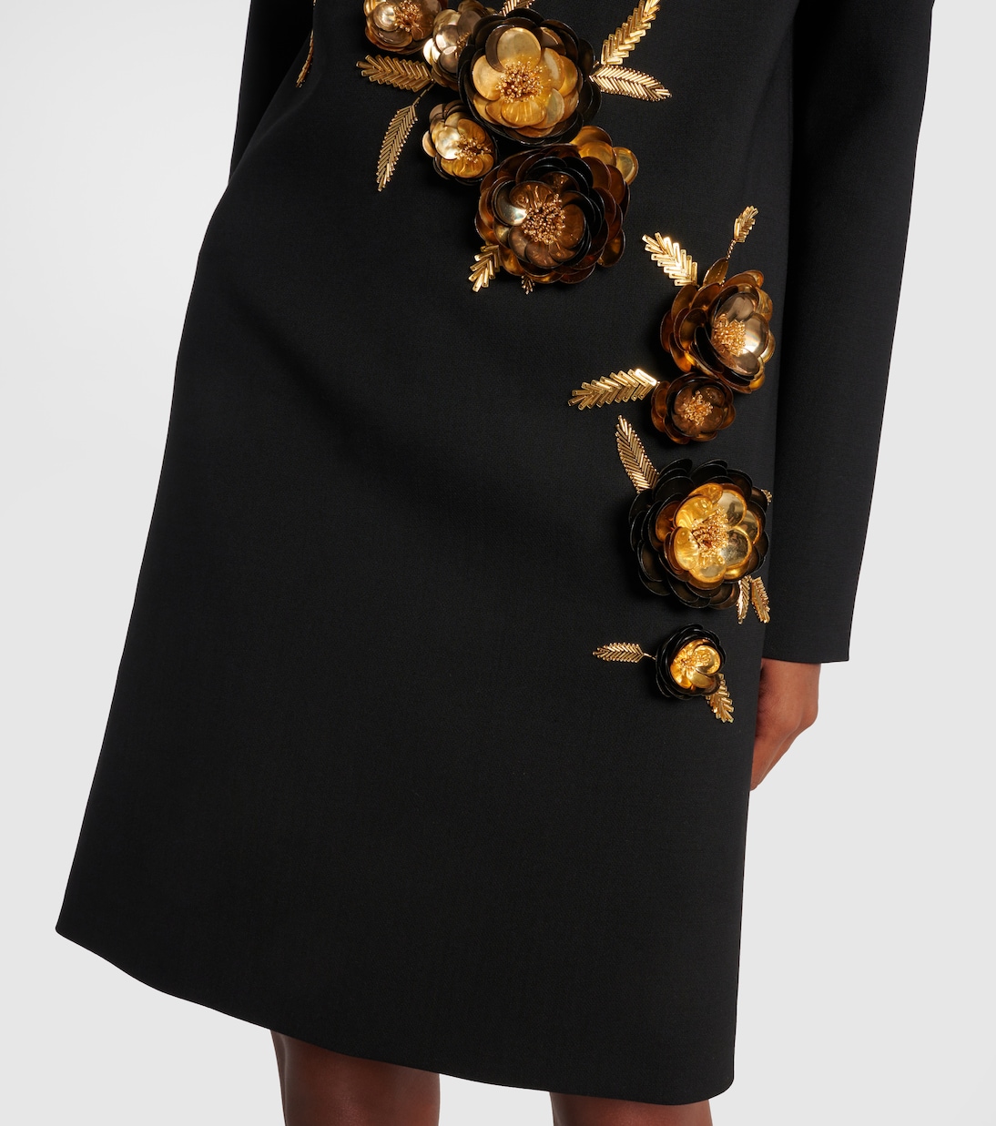 Embellished wool-blend shift dress | Carolina Herrera