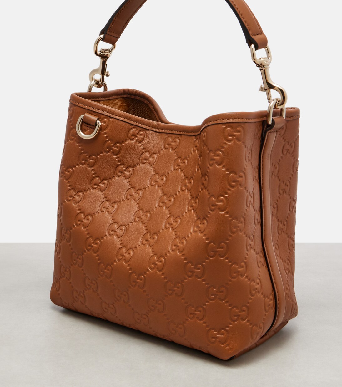 GG Emblem Small leather bucket bag | Gucci