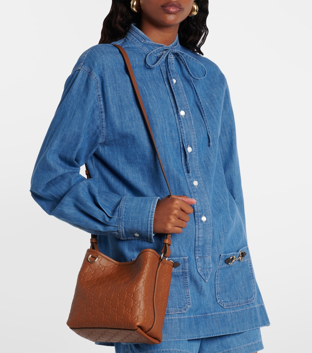 GG Emblem Small leather bucket bag | Gucci