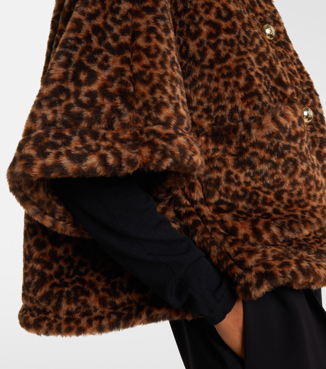 Cape en alpaga, laine et soie à motif léopard | Max Mara