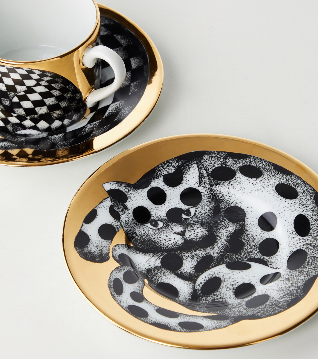 طقم من فنجان شاي من البورسلين High Fidelity عدد 2 | Fornasetti