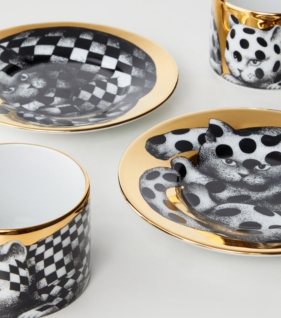 طقم من فنجان شاي من البورسلين High Fidelity عدد 2 | Fornasetti