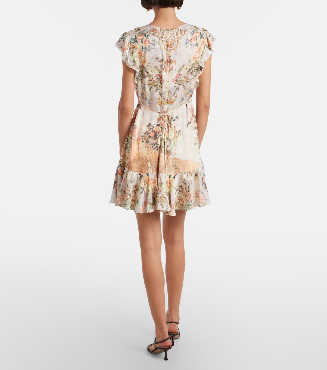 Embellished floral lace-trimmed minidress | Camilla